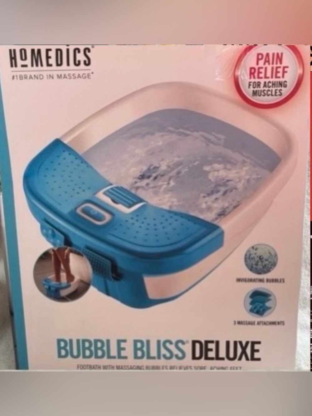 Homedics Bubble Bliss Deluxe Footbath in Blue and White